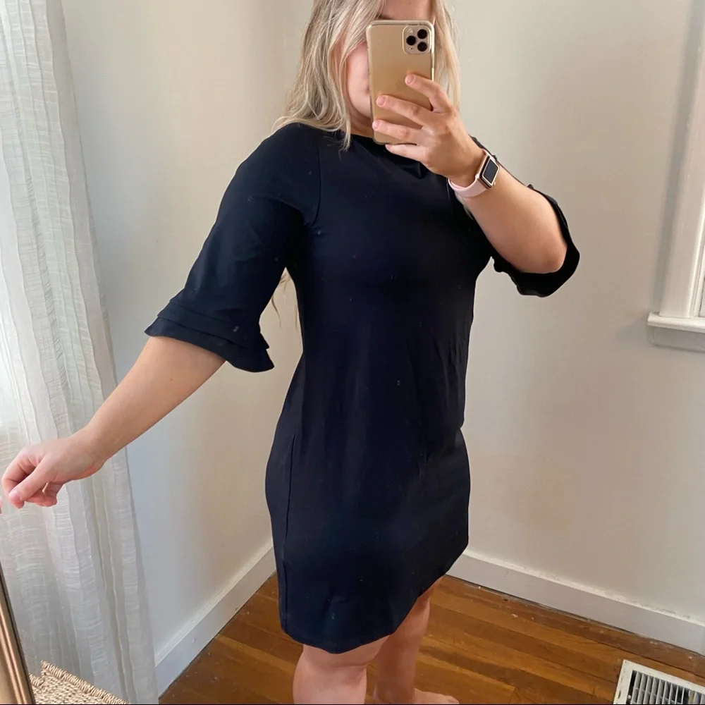 Revolve Susana Mónaco Black Bell Sleeve Knee Length Dress Large_5